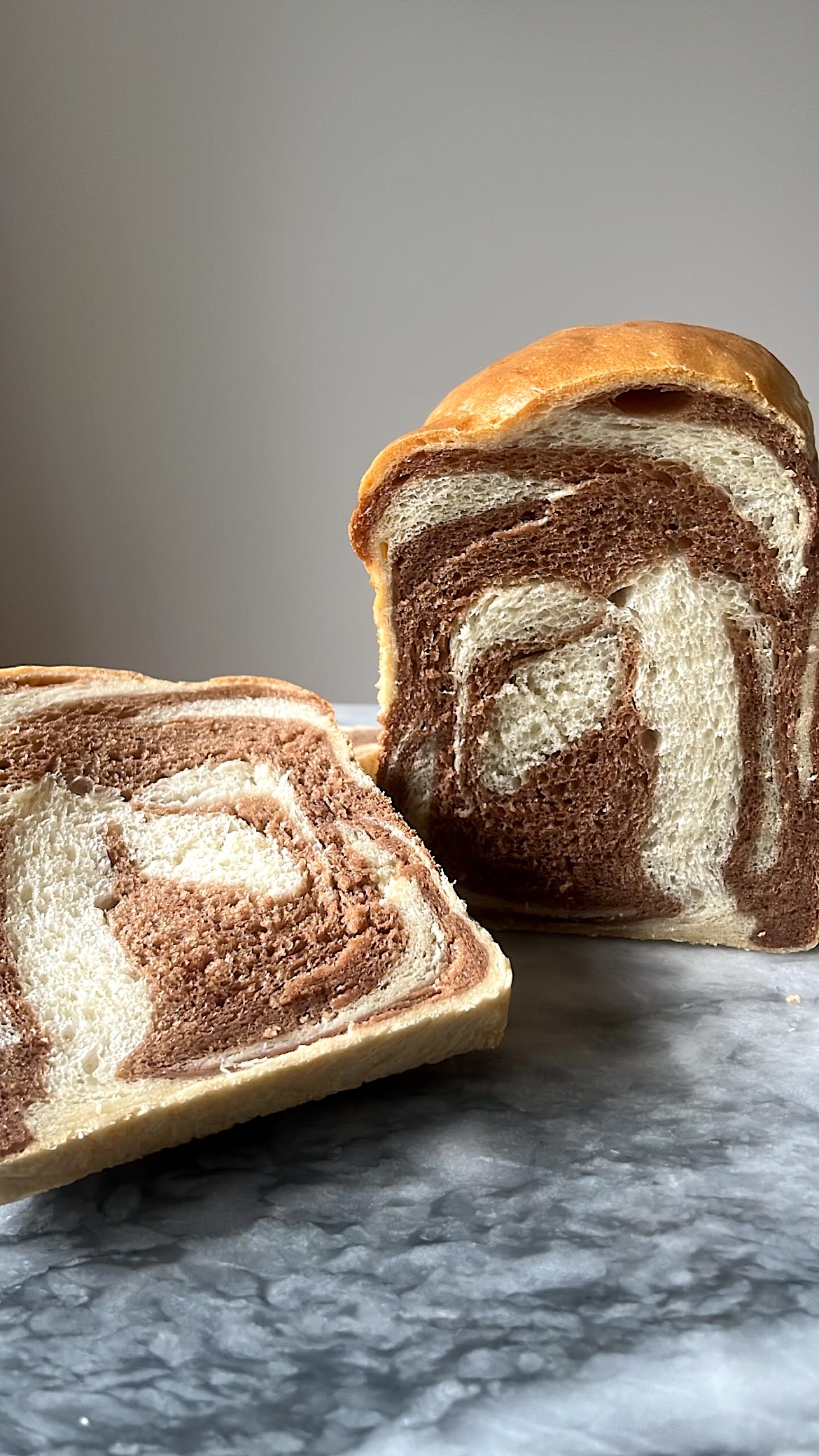 Loaf with mixing hazelnut flavor inside