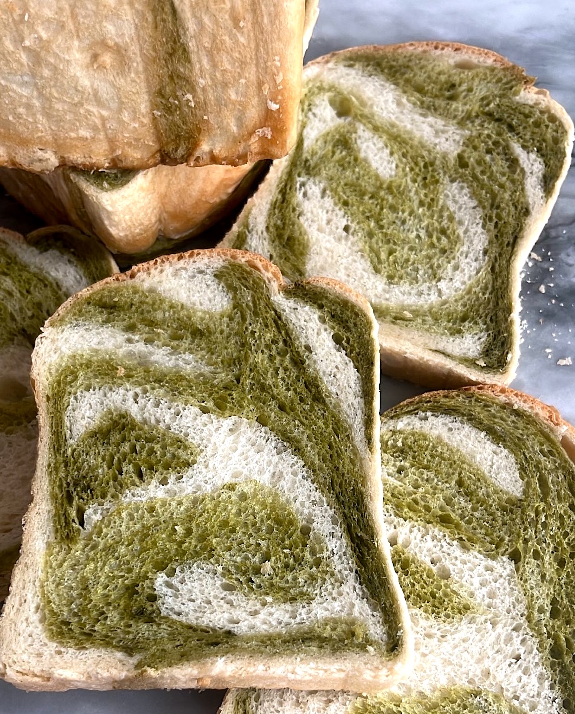 Matcha Loaf with a braided design