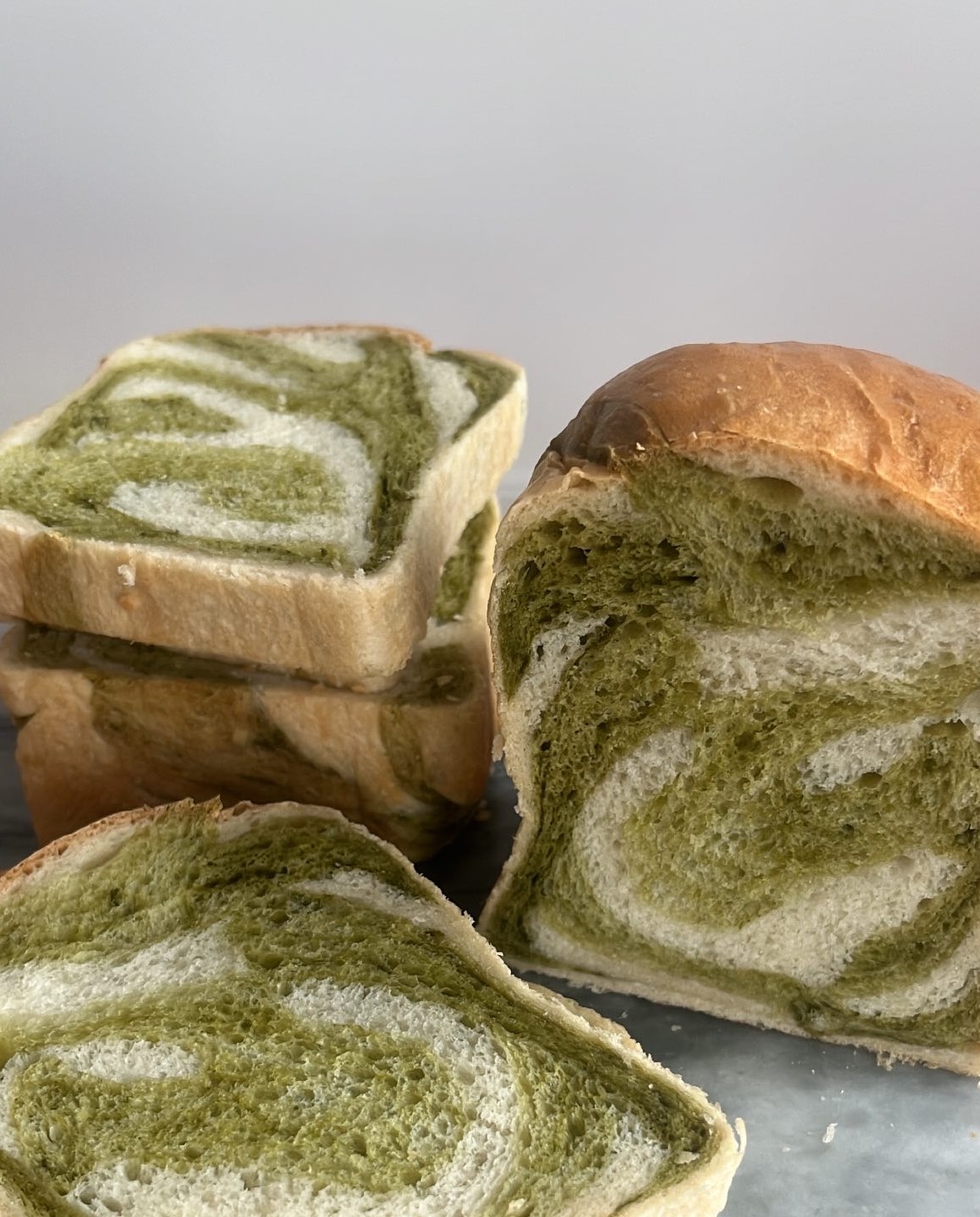 Matcha Loaf with a braided design