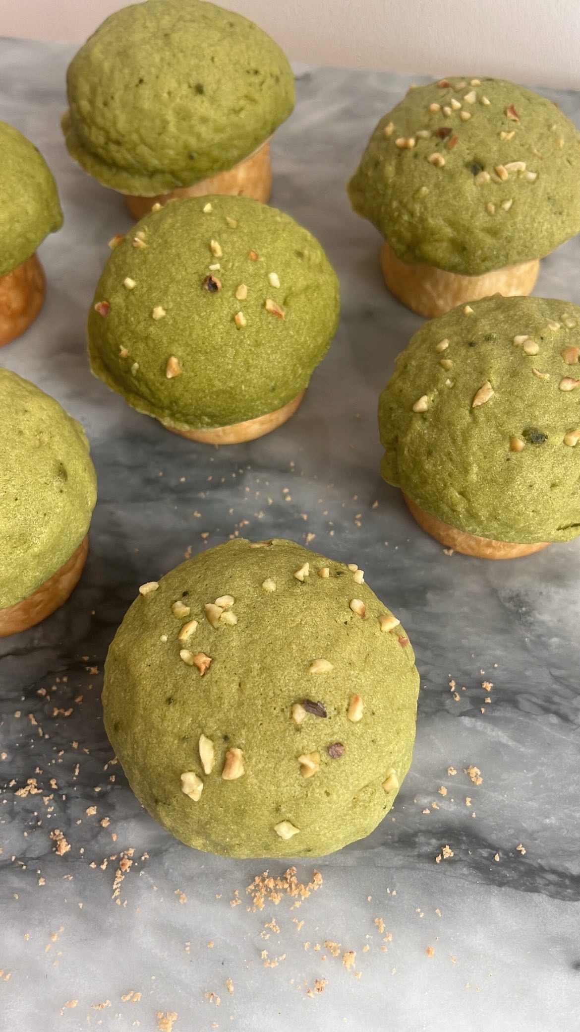 Matcha Mushroom Bread : bread shape like a mushroom with a crispy top