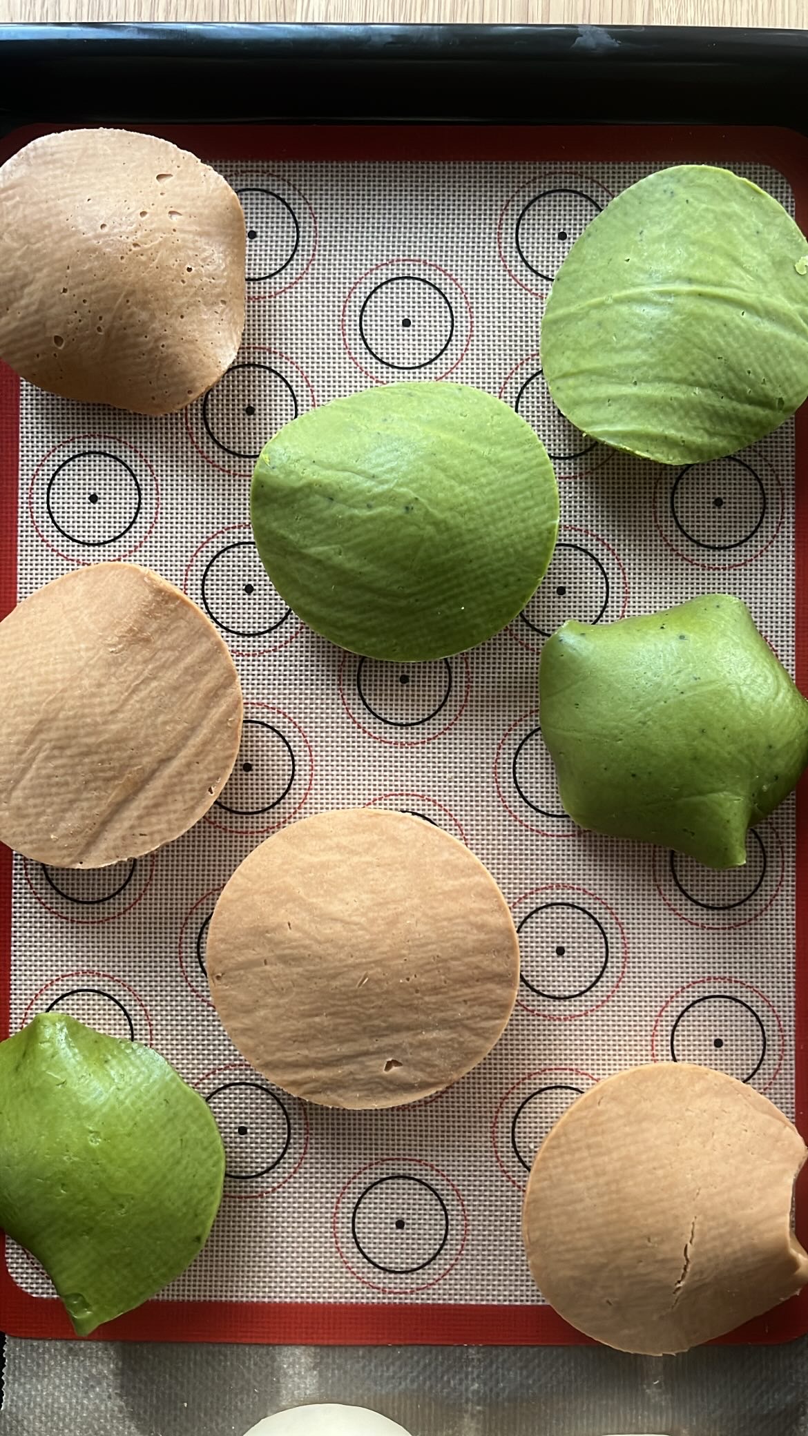 Mexico bun with matcha or coffee batter on top, ready for baking.