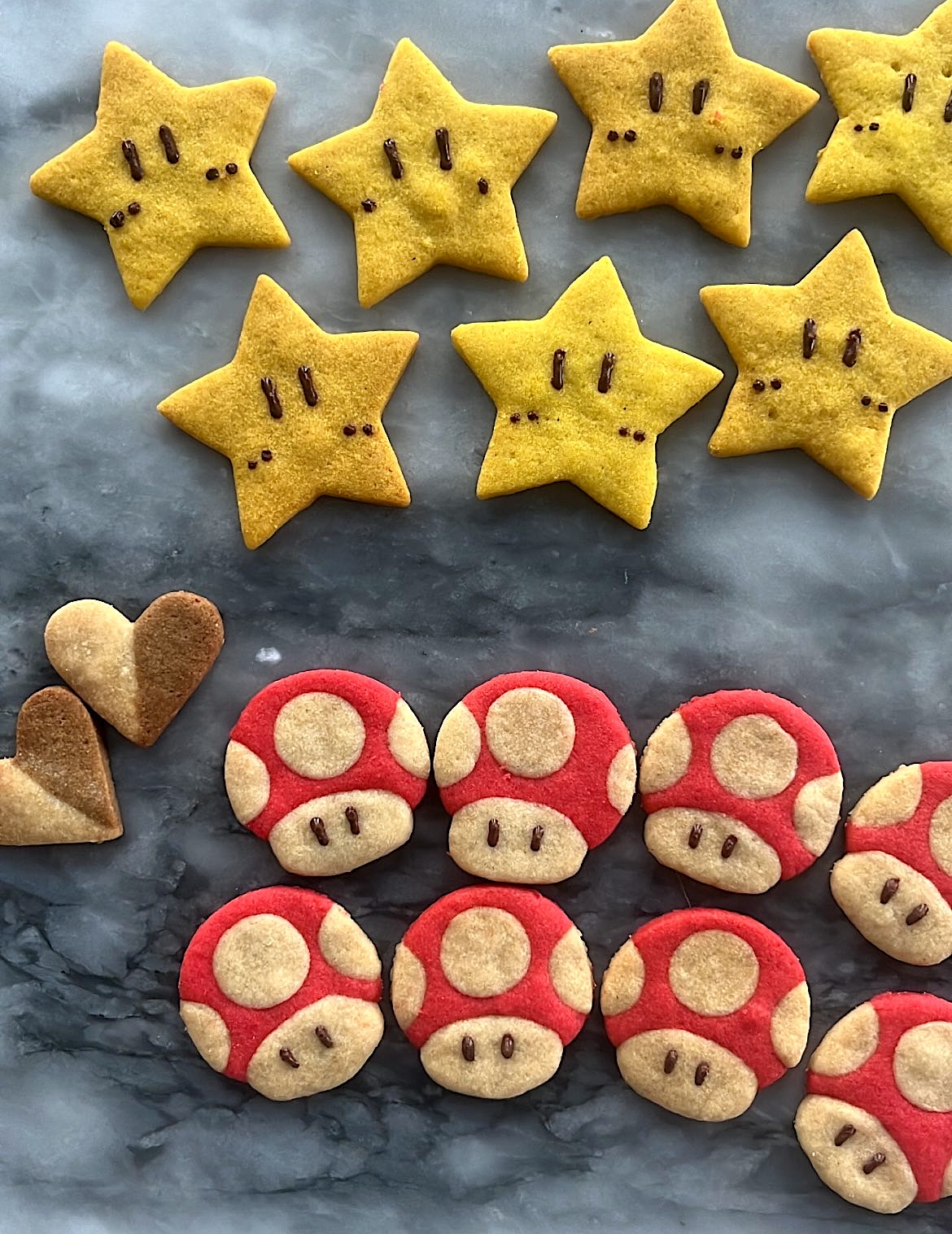 Cookie shaped like mushroom and star