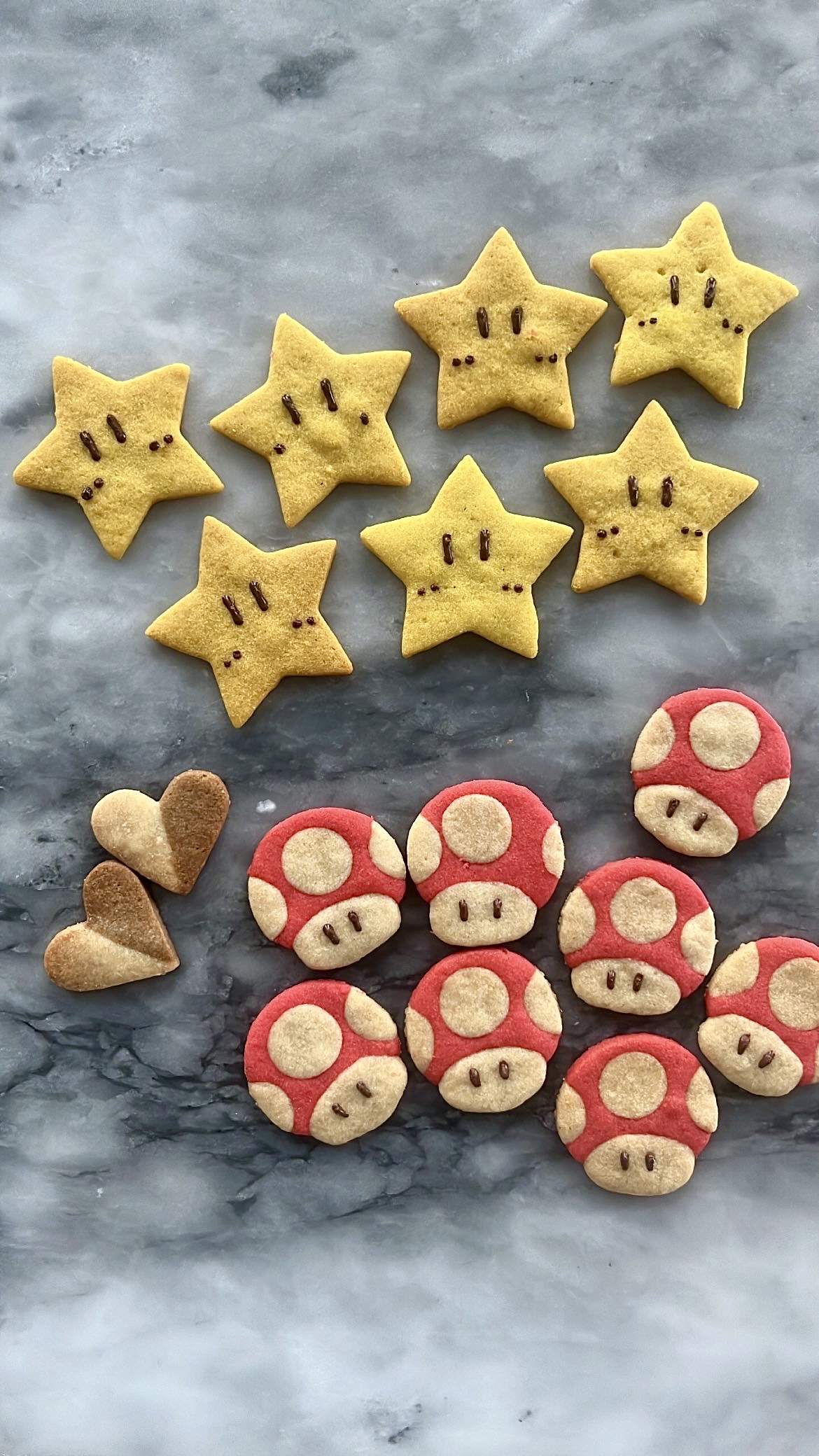 Cookie shaped like mushroom and star